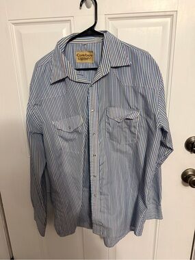Cowboy Legend Men’s Light Blue Striped Button-Down Shirt